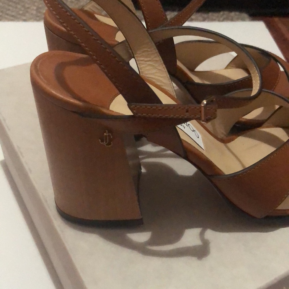 Jimmy Choo Brown Leather Block Heels - Picture 4 of 7